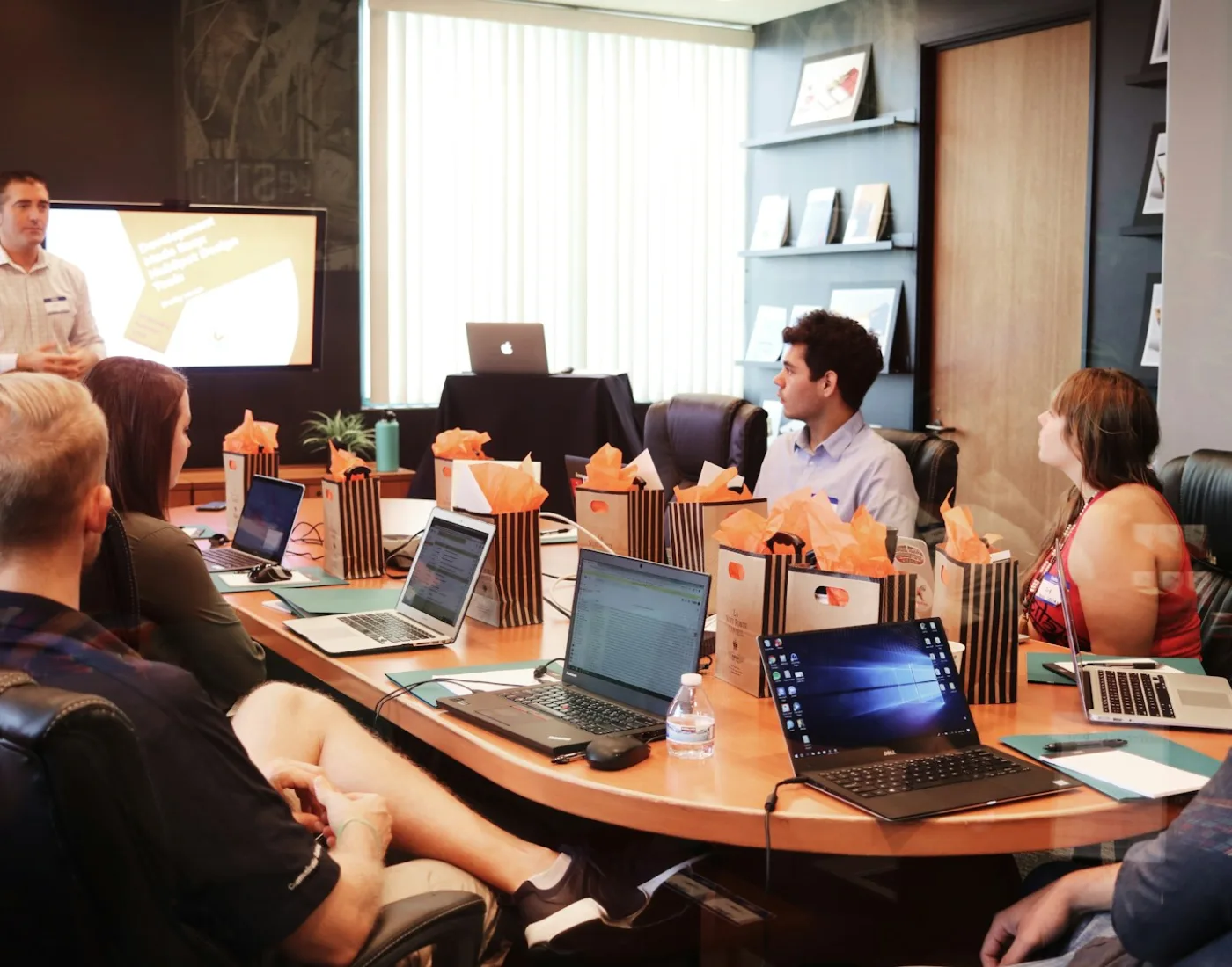 Creative team reviewing brand direction together