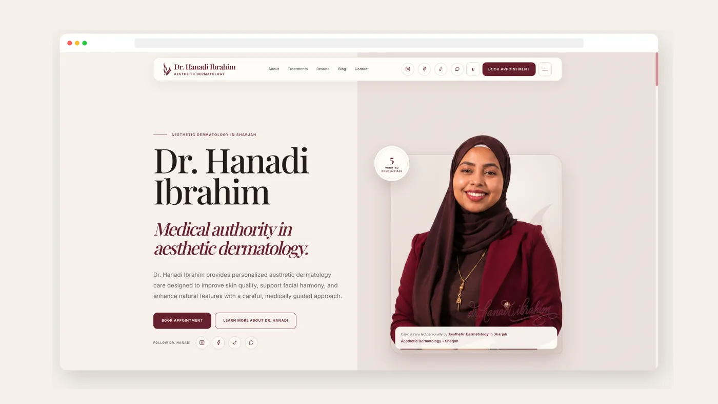 Dr. Hanadi Ibrahim — Custom Medical Website in Sharjah