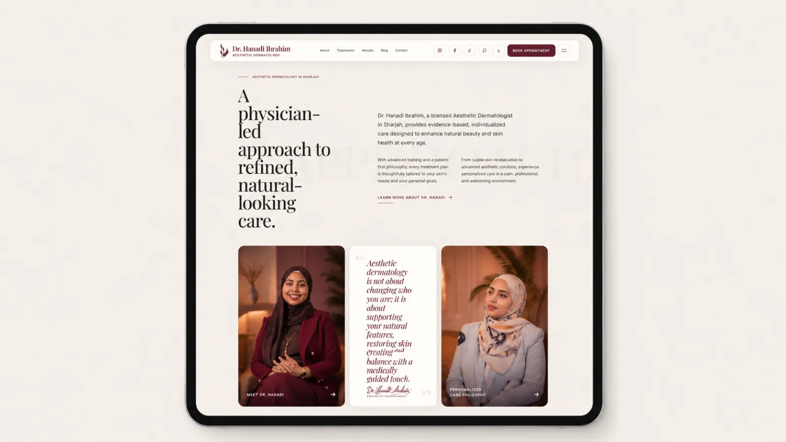A structured physician-led section that builds trust through clinical positioning and clarity.