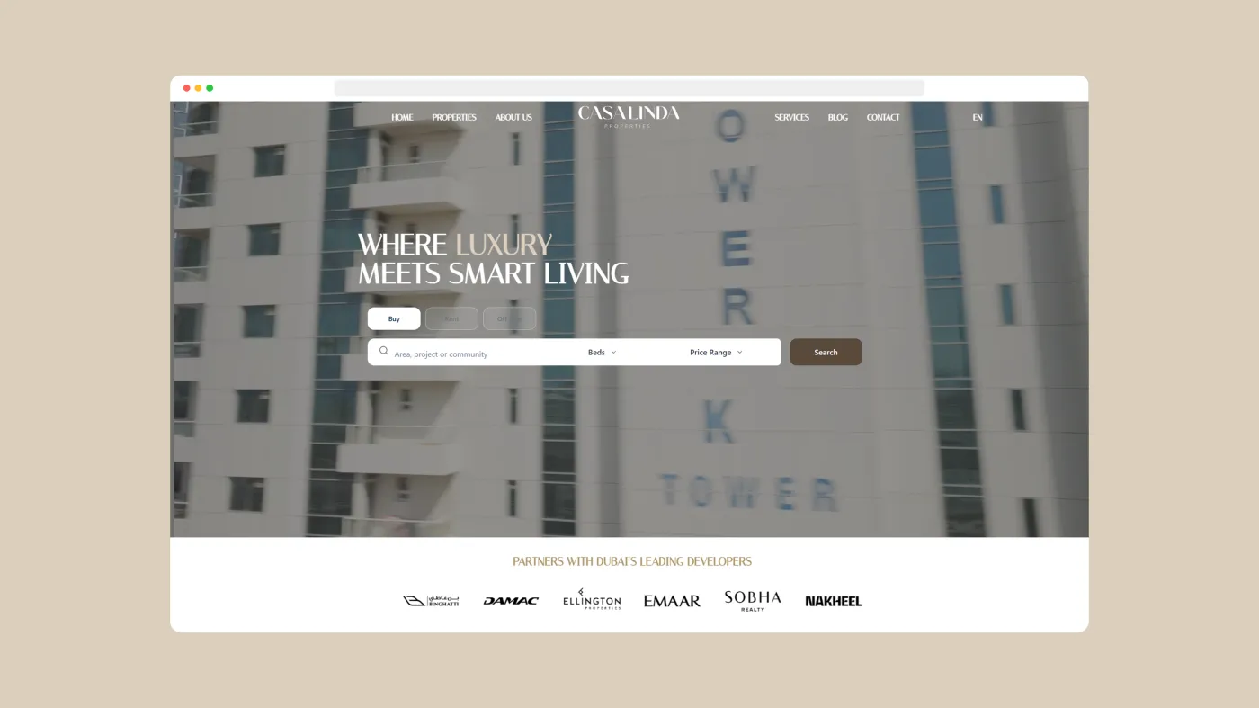 Casa Linda Dubai — Bilingual WordPress Real Estate Platform with Custom Property Search