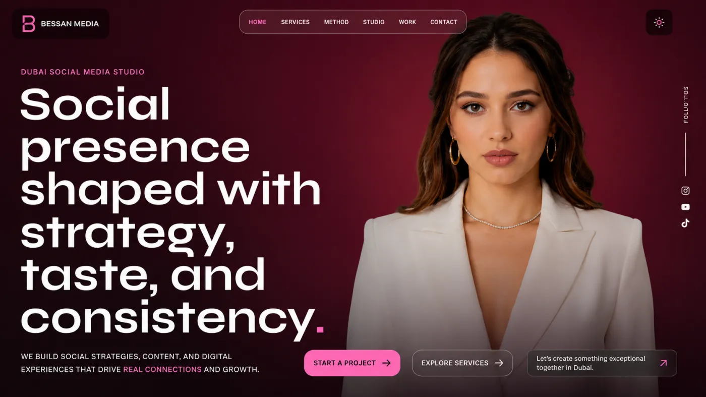 Bessan Media — Interactive Landing Page for a Dubai Social Media Studio
